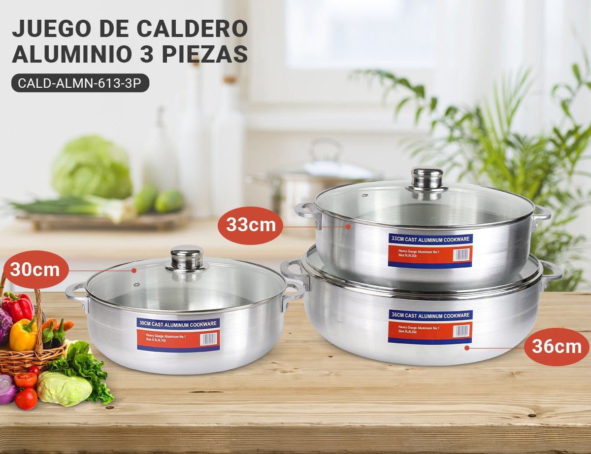 Juego de Caldero Aluminio 3 Piezas Pequeño